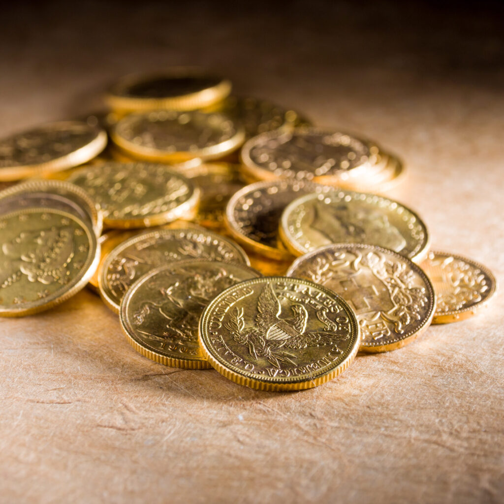 Lots of gold coins from various countries